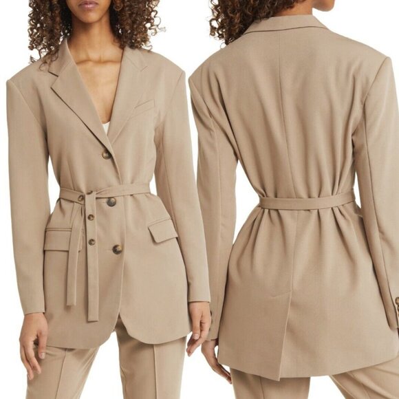 NWT Women's TOPSHOP Belted Waist Trench Blazer Tan | Size 10 - Picture 1 of 10